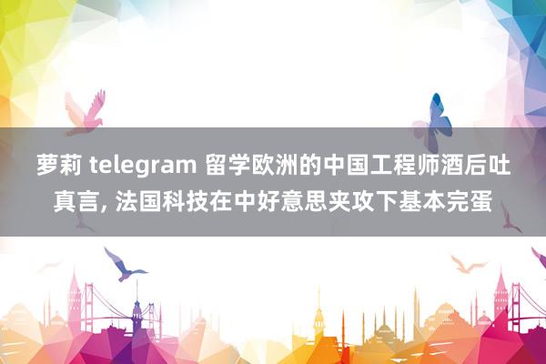 萝莉 telegram 留学欧洲的中国工程师酒后吐真言， 法国科技在中好意思夹攻下基本完蛋